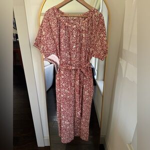 Faherty Carmel dress in spice red sunrise floral